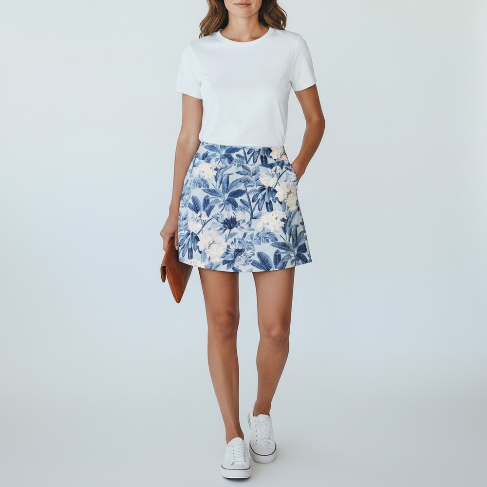 Tommy Bahama Everyday Active Blue Floral Print Skort Small Athletic Skort